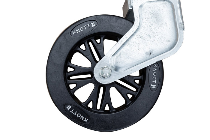 Roată de susținere pivotantă KNOTT TK57 cu mâner 500 kg 57 mm 710-1010 mm