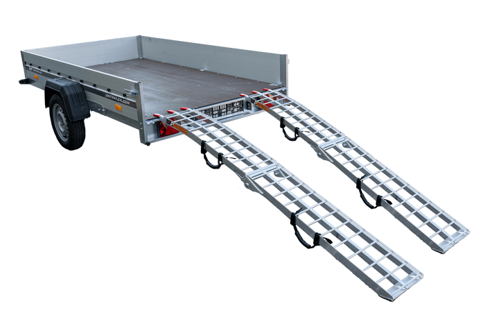 Rampe pliabile UNITRAILER ALR002 rampe din aluminiu pentru remorci 221cm 680kg cu centură, set de 2