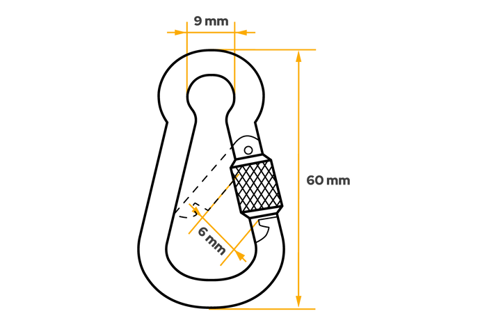 Cârlig cu arc de siguranță pentru frânghii DROMET KSZ.6.60 cârlig de pompieri 6x60mm