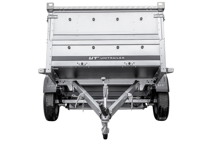 Remorcă cu o singură axă pe arcuri 230x125 UNITRAILER GARDEN 230/R KIPP cu laterale BIS și capac din aluminiu