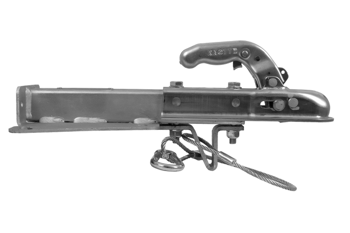 Cârlig sferic KNOTT KQ14-A+KZE7.5 pentru o remorcă de 750 kg cu bară de tractare în V