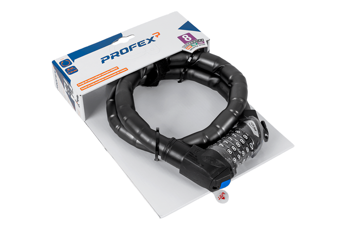 Lacăt de bicicletă ranforsat cu cod PROFEX 81601, lungime 90 cm